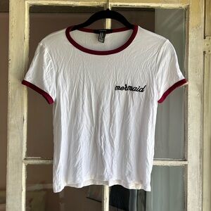 Forever 21 Embroidered Mermaid Short Sleeve T-Shirt